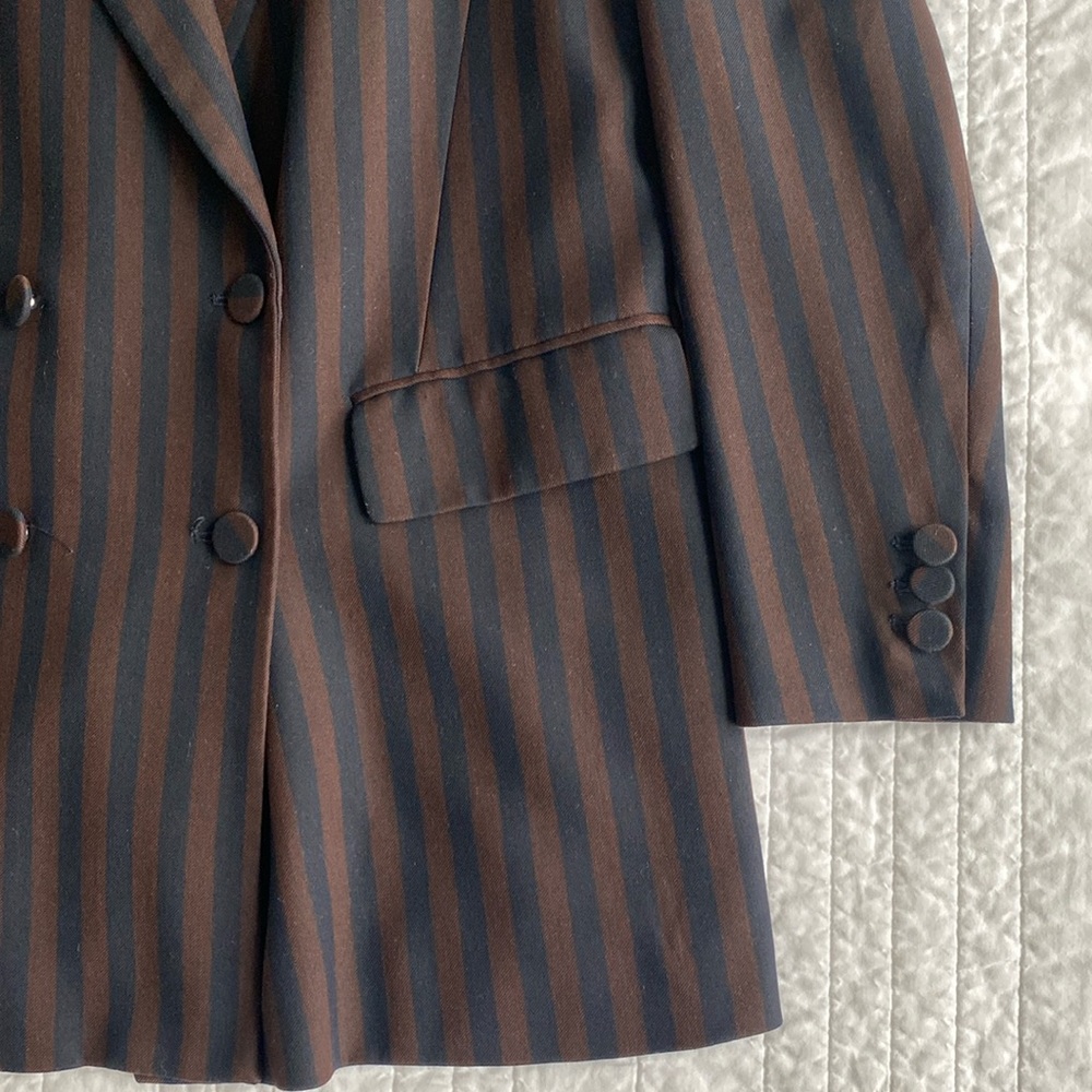 H&M Navy Brown Stripe Blazer